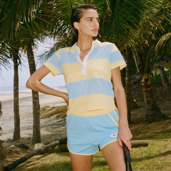 Limited edition Staud x New Balance yellow and blue athletic 2 piece SET - Picture 5 of 8